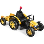 Goplus - Tracteur Electrique avec Remorque, Voiture Vehicule Electrique pour Enfants 12V 7Ah avec Telecommande 2,4G,Convient aux Enfants de 3 a 8 Ans