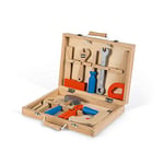 Janod - Boîte à Outils Brico'Kids - Outils de Bricolage Pour Enfant en Bois - Jouet d'Imitation - 9 Accessoires Inclus - dès 3 ans, J06481