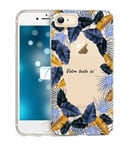 Coque Iphone 7 8 personnalisee fleur tropical jaune bleu