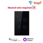 TUYA-Joli d'éclairage intelligent WiFi,1,2,3/4 gangs,US,besoin de melon al line,panneaux muraux tactiles,maison intelligente via Alexa Google Home - Type 4Gang Black