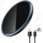 1 x Black Wireless Fast Charger Pad For Samsung IPhone HuaWei Xiaomi 15W TYPE-C