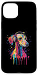 Coque pour iPhone 15 Plus Greyhound Lover Pop Art portant des écouteurs drôles Greyhound