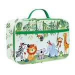 Clastyle Green Forest Animal Insulated Lunch Bag for Kids Boy Girl, Lion Koala Giraffe Elephant Portable Large Thermal Cooler Lunch Box Bag for School