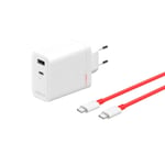 OnePlus Väggladdare m. USB-C till USB-C Kabel - 120W USB-C / USB-A - Vit