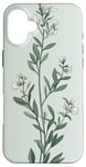 iPhone 16 Plus Leaves Botanical Plant Line Art Sage Green Wildflower Floral Case