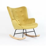 Fauteuil à bascule H92 velours jaune curry - Jaune