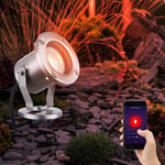 Lampe de jardin GU10 avec piquet extérieur spot extérieur spot de jardin au sol IP65 spot orientable, App control, Smart rgb led 4.5W 290Lm, DxH