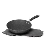 Kasanova Wok antiadhésif 28 cm, poêle pour induction et toutes plaques de cuisson New Petra Dark, Black