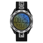 Diesel Montre pour homme Crusher, mouvement AnaDigi, boîtier en nylon noir de 46 mm avec bracelet en tissu, DZ1984