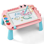 SGILE Jouets pour enfants, tableau magique magnétique pour l'apprentissage précoce, ardoise magique effaçable en couleur avec 4 Pieds, quatre timbres, cadeau pour bébé, fille, garçon, 3 4 5 ans, Rosa