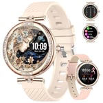 Montre Connectée Femme avec Appel Bluetooth, 1.19" AMOLED Diamond Montre Intelligente Smartwatch Femme avec 100+ Modes Sportifs, Moniteur de Fréquence Cardiaque SpO2 Sommeil Calories, Étanche IP68