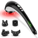 Snailax Masseur electrique pour le dos sans fil à la main-Massage par percussion rechargeable avec chaleur, appareil de massage portatif pour soulager des douleurs dorsale Cadeau Homme&Femme