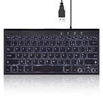 perixx PERIBOARD-429 Mini Clavier avec rétroéclairage, Design Fin et léger; Touches Multimédia, pour PC, Laptop, Noir, Configuration AZERTY Français