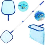 Epuisette piscine,3 Pack Epuisette De Surface+Epuisette de Fond+Manche Télescopique, pour Piscine,Source Chaude-Facile à manier