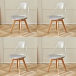 Lot de 4 chaises transparentes, chaises de salle à manger coussin en pu design scandinave(girs) - Wokaka