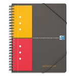 Oxford Cahier chemise Meetingbook - reliure spirales A4+ 160 pages petits carreaux feuilles perforées détachables 3 rabats + élastique