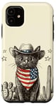 Coque pour iPhone 11 Chat noir dans des bottes de cowboy