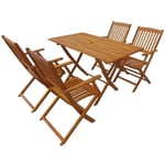 Salon de jardin pliable en acacia - VIDAXL - Brun - 4 personnes - Bois massif