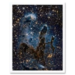 Hubble Space Telescope Image The Pillars Of Creation Blue Haze Near Infrared View Of Eagle Nebula Light Silhouettes Of Stars Dust And Gas Art Print Fr