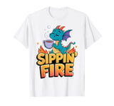 Sippin’ Fire Cute Dragon Tea Lover T-Shirt