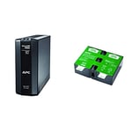 APC Power-Saving Back-UPS Pro - BR900G-FR - Onduleur 900VA (AVR, 6 Prises FR, USB, Logiciel d'arrêt) & APCRBC123 Batterie de Remplacement pour Onduleur APC – BR900GI, BR900G-FR, SMT750RMI2U