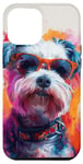 iPhone 14 Pro Max Miniature Schnauzer Sunglasses Colorful Graphic Case