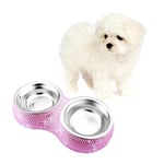 Soleebee Cat Crystallized Double Pet Feeder Pet Food Hundskål Rosa Storlek