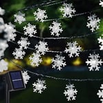 100 LED solcells drivna snöflinga julbelysning utomhus, 39 fot solcells drivna snöflinga ljusslingor vattentät för julgran, semester, bröllopsfest, Pati