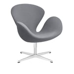 Fritz Hansen - 3320 Svanen Fåtölj, Light Grey Uni 1170 Christianshavn Fabric, Snurrbar stjärnfot - Snurrfåtöljer - Arne Jacobsen - Grå - Metall/Skum/Ull