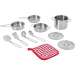 Teamson Kids - Ensemble d'accessoires de cuisine en acier inoxydable pour enfants Little Chef Frankfurt, chrome Multi