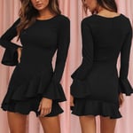 Women Sexy Deep O-neck Off Shoulder Black M