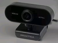 PRAKTICA Webcam Full HD Auto Focus USB-A Built in Microphone and Tripod Mount