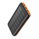 Portable Charger Solar Charger Power Bank 30000mAh Battery Pack Camping Waterproof External Backup Charge with 3 Outputs 2 Input LED Flashlight for Travel Hiking Outdoor