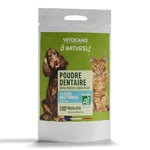 VETOCANIS - Poudre Dentaire pour Chien et Chat - Soin Dentaire Tartre - Plaque Dentaire, Mauvaise Haleine - A Base d'Algues Bretonnes Ramassées à la Main - Sachet Refermable de 100 g