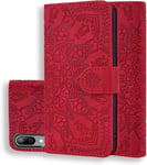 Portefeuille Coque Samsung Galaxy A10 Pu En Cuir Flip Protecteur Housse Mandala Style Avec Fermeture Magnétique,Poche De Carte,Fonction Support,Luxury Case Samsung Galaxy A10 Rouge