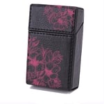 Etui Boite en Cuir Paquet De Cigarette Noir Fleur Rose