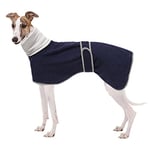 Geyecete Manteau Chien Hiver,Pull Chien pour lévriers,Manteau Chien Chaud à col Montant pour Levriers/Whippet, Manteaux pour Chiens de Taille Moyenne et Grande, avec Ceinture réglable-Bleu-XS