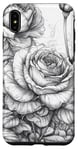 Coque pour iPhone XS Max Rose Line Art floral botanique vintage