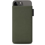 Adore June Protection Sleeve Classic Recycled Olive Green compatible with iPhone 14-15 Plus/iPhone 14-15 Pro Max, Modern Sustainable R-PES Fabric. Manufactured in Europe