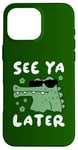 Coque pour iPhone 16 Pro Max Joli alligator dans des lunettes de soleil, adieu au crocodile, voir plus tard