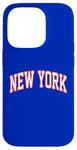 Coque pour iPhone 14 Pro Retro New York Hommes NY Bleu Orange Femmes Vintage NY Blanc Tee