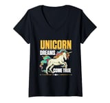 Womens Unicorn rainbow - Unicorn dreams come true V-Neck T-Shirt