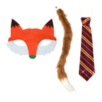 Rocking Party Kids Felt Mr Fox Mask, Clip-On Tail & Tie Set