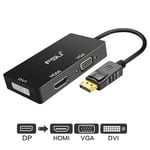 DP à trois en un - Standard - Displayport adaptateur DP vers HDMI Port d'affichage vers DVI VGA 3.5mm câble Audio connecteur pour PC projecteur pour ordinateur portable adaptateur HDMI