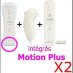 Manette Motion Plus Wii + Nunchuck Blanc compatible avec Nintendo WII WII mini WII U x2