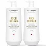 Goldwell Dualsenses Rich Repair Restoring Shampoo And Conditioner For Dry To Severely Damaged Hair 1L Duo (Worth £101)