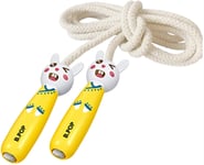 Auoeer Corde À Sauter pour Enfants, Corde De Saut De Coton Réglable pour Enfants avec Poignée en Bois De Dessin Animé pour Garçons Et Filles pour L'entraînement d'exercice