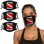 3 Pièces Masques De Plongée Équipe De Plongée Réutilisable Lavable Réglable en Tissu Noir Cagoules Bandana Écharpe pour Femmes Hommes Adultes Enfants Mode Cou Guêtres