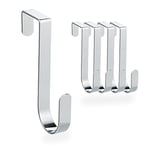 Relaxdays Door Hook Set Of 5, For Clothes, Door Hangers, Hallway Bathroom, Clothes Hooks 12 cm Long, Silver