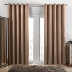 Dreamscene Lot de 2 Rideaux Longs occultants à Isolation Thermique avec œillets pour Salon, Chambre à Coucher - Beige - 168 x 228 cm